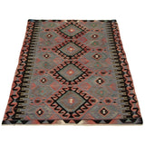 ECARPETGALLERY Yoruk Red, Slate Blue Kilim - 5'3 x 10'3