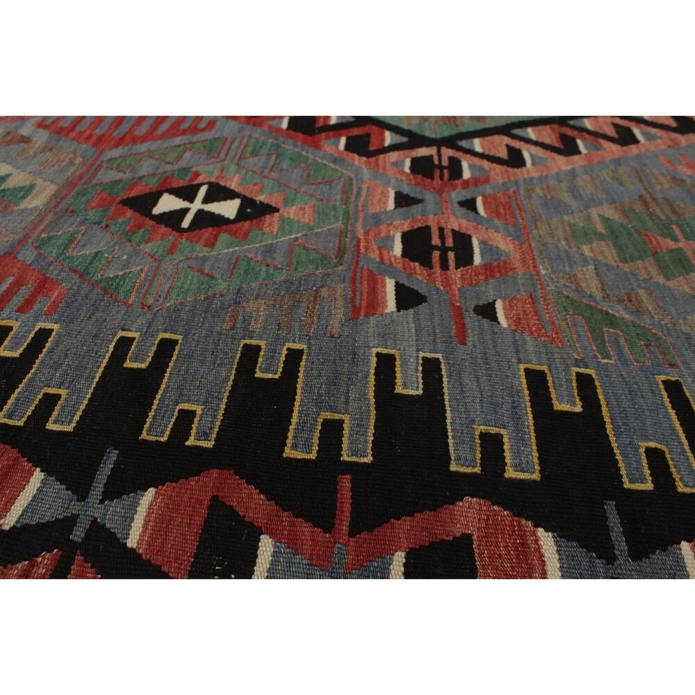 ECARPETGALLERY Yoruk Red, Slate Blue Kilim - 5'3 x 10'3