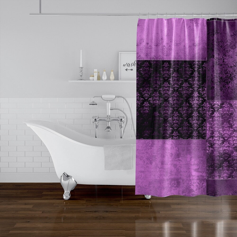 ECLECTIC BOHEMIAN PATCHWORK EGGPLANT AND MAUVE Shower Curtain By Kavka Designs