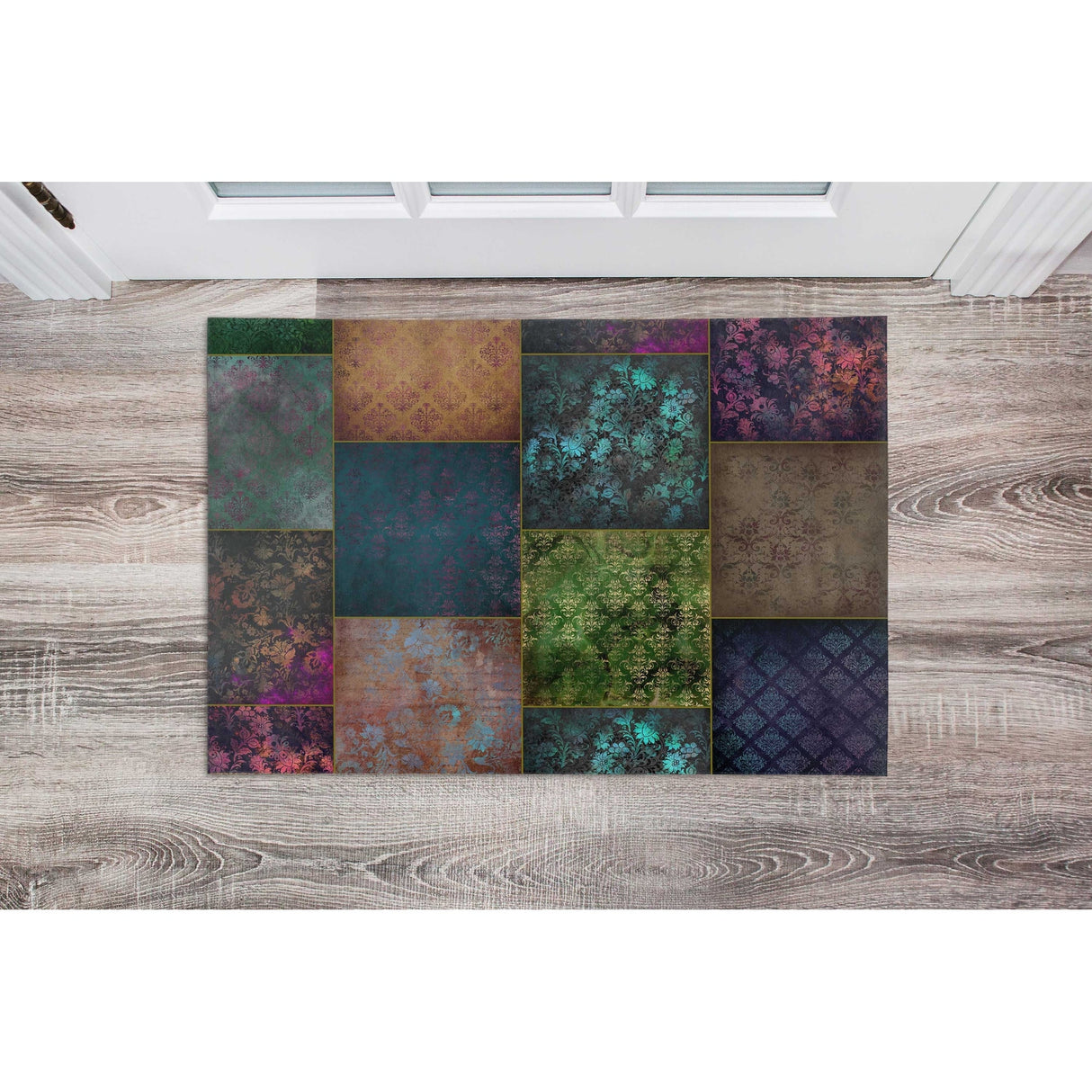 ECLECTIC BOHEMIAN PATCHWORK MULTI BOHO Doormat By Kavka Designs