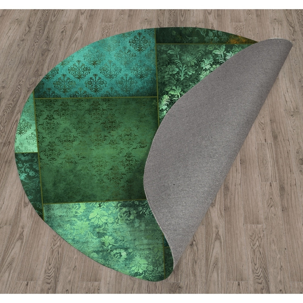 ECLECTIC BOHEMIAN PATCHWORK SAGE and TEAL Area Rug by Kavka Designs