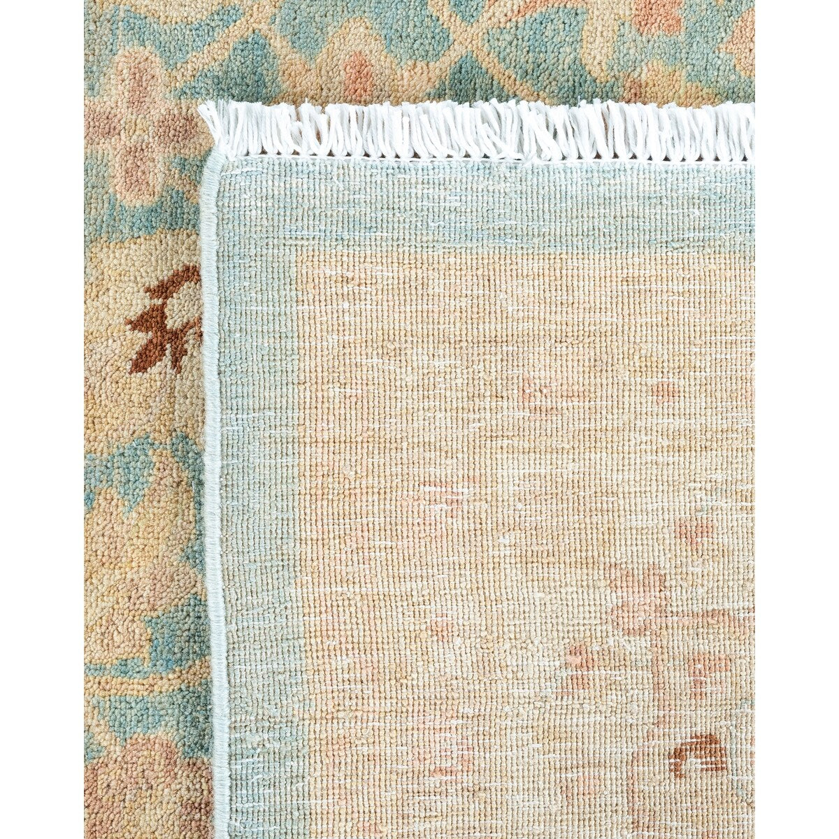 Overton Hand Knotted Wool Vintage Inspired Modern Contemporary Eclectic Light Blue Area Rug - 10' 6" X 8' 0"