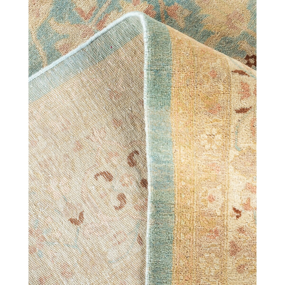 Overton Hand Knotted Wool Vintage Inspired Modern Contemporary Eclectic Light Blue Area Rug - 10' 6" X 8' 0"