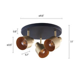 Archiology 11.8" 3-Lights Industrial Flush Mount Adjustable Spotlight - Black/Gold