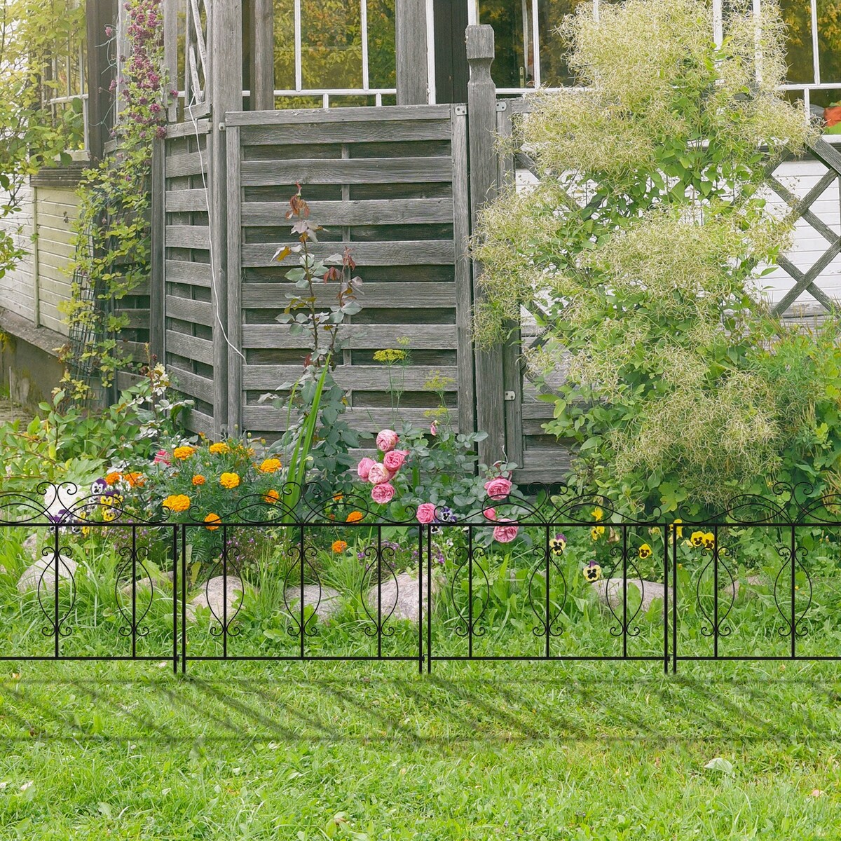（4 Piece）2 ft. H x 2 ft. W Galvanized Metal Fence Panel - 2 ft. H x 2 ...