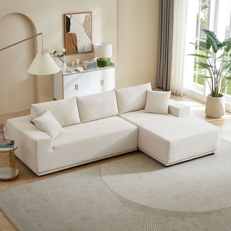 ELIASER Modular Sectional Couches for Living Room Sofa Modern Sectional Couch Sofa Upholstered Corduroy 109"L*68"W*20"H,Beige