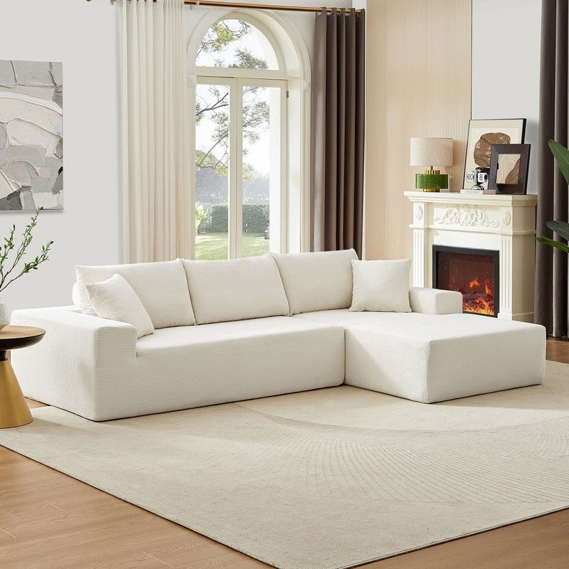 ELIASER Modular Sectional Couches for Living Room Sofa Modern Sectional Couch Sofa Upholstered Corduroy 109"L*68"W*20"H,Beige