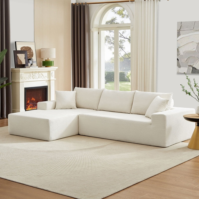 ELIASER Modular Sectional Couches for Living Room Sofa Modern Sectional Couch Sofa Upholstered Corduroy 109"L*68"W*20"H,Beige