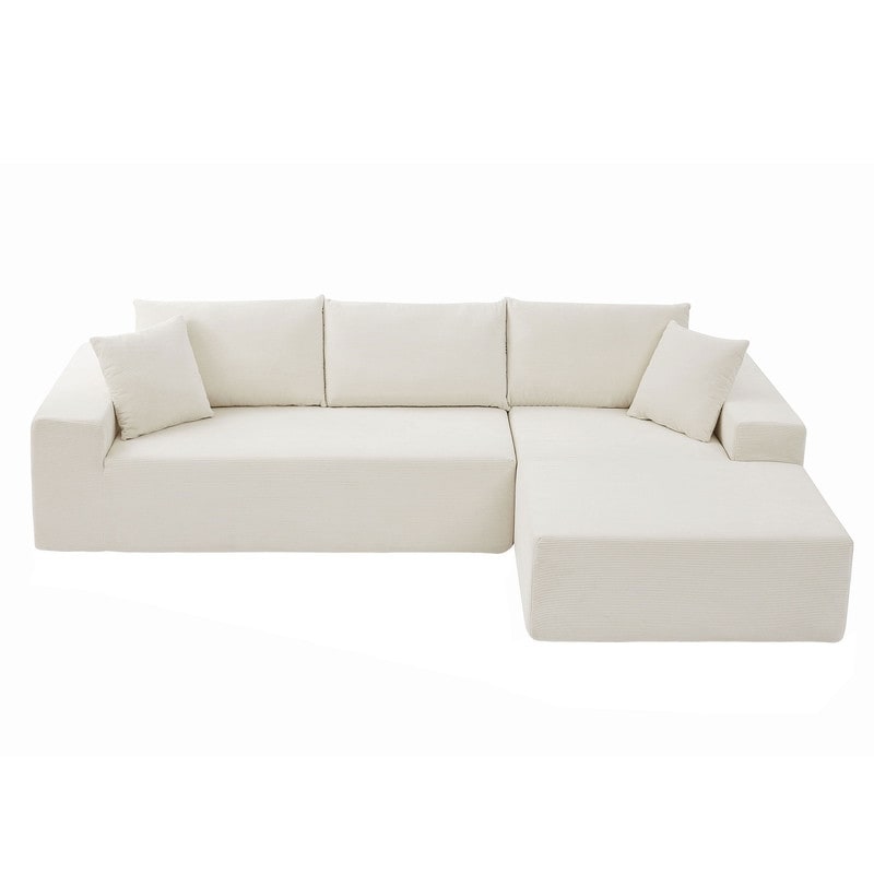 ELIASER Modular Sectional Couches for Living Room Sofa Modern Sectional Couch Sofa Upholstered Corduroy 109"L*68"W*20"H,Beige