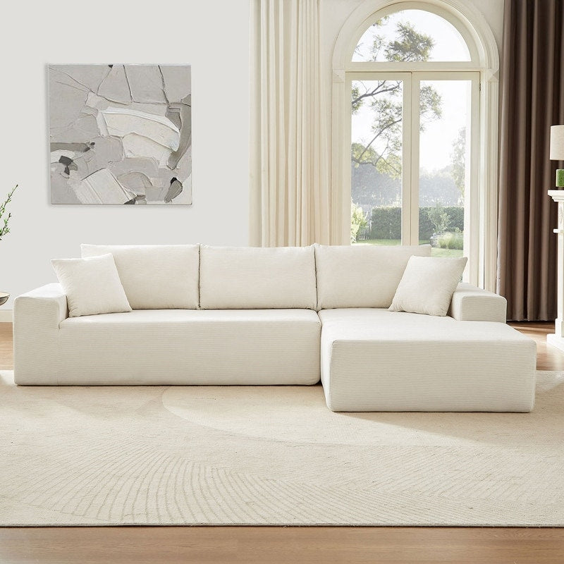 ELIASER Modular Sectional Couches for Living Room Sofa Modern Sectional Couch Sofa Upholstered Corduroy 109"L*68"W*20"H,Beige