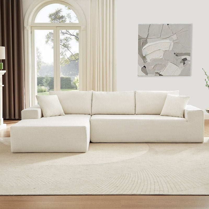 ELIASER Modular Sectional Couches for Living Room Sofa Modern Sectional Couch Sofa Upholstered Corduroy 109"L*68"W*20"H,Beige