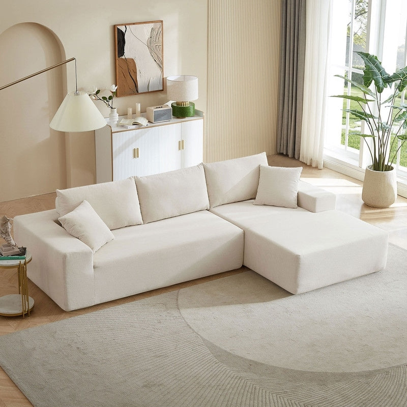 ELIASER Modular Sectional Couches for Living Room Sofa Modern Sectional Couch Sofa Upholstered Corduroy 109"L*68"W*20"H,Beige