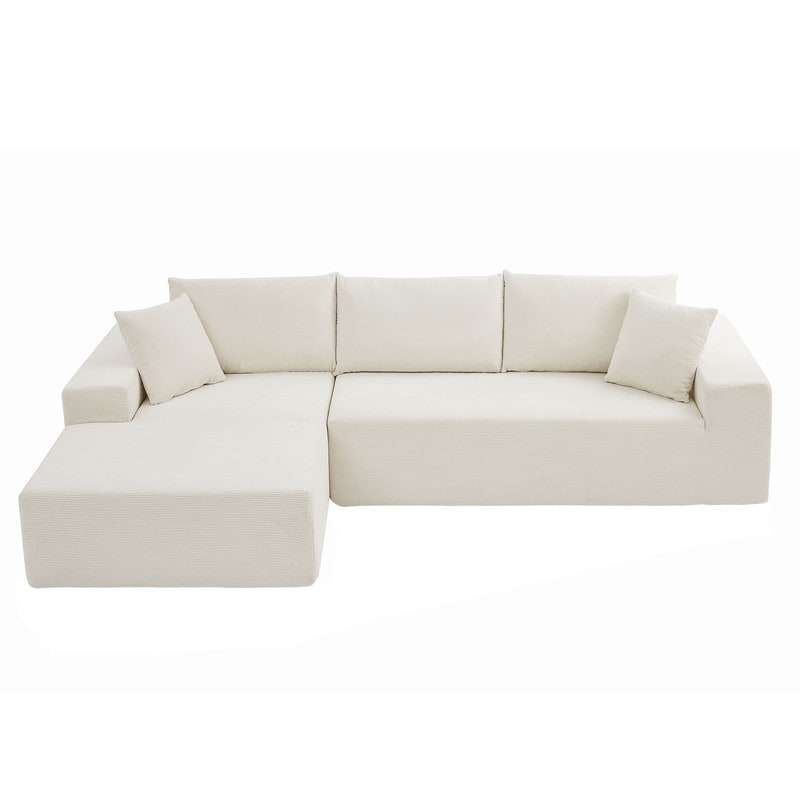 ELIASER Modular Sectional Couches for Living Room Sofa Modern Sectional Couch Sofa Upholstered Corduroy 109"L*68"W*20"H,Beige