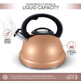 ELITRA Whistling Tea Kettle Tea Pot for Stovetop with Stay Cool Handle - 3.1 Quart / 3 Liter