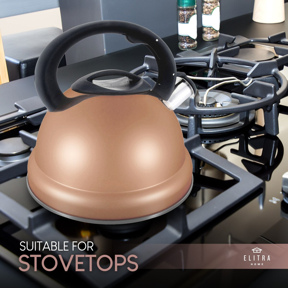 ELITRA Whistling Tea Kettle Tea Pot for Stovetop with Stay Cool Handle - 3.1 Quart / 3 Liter