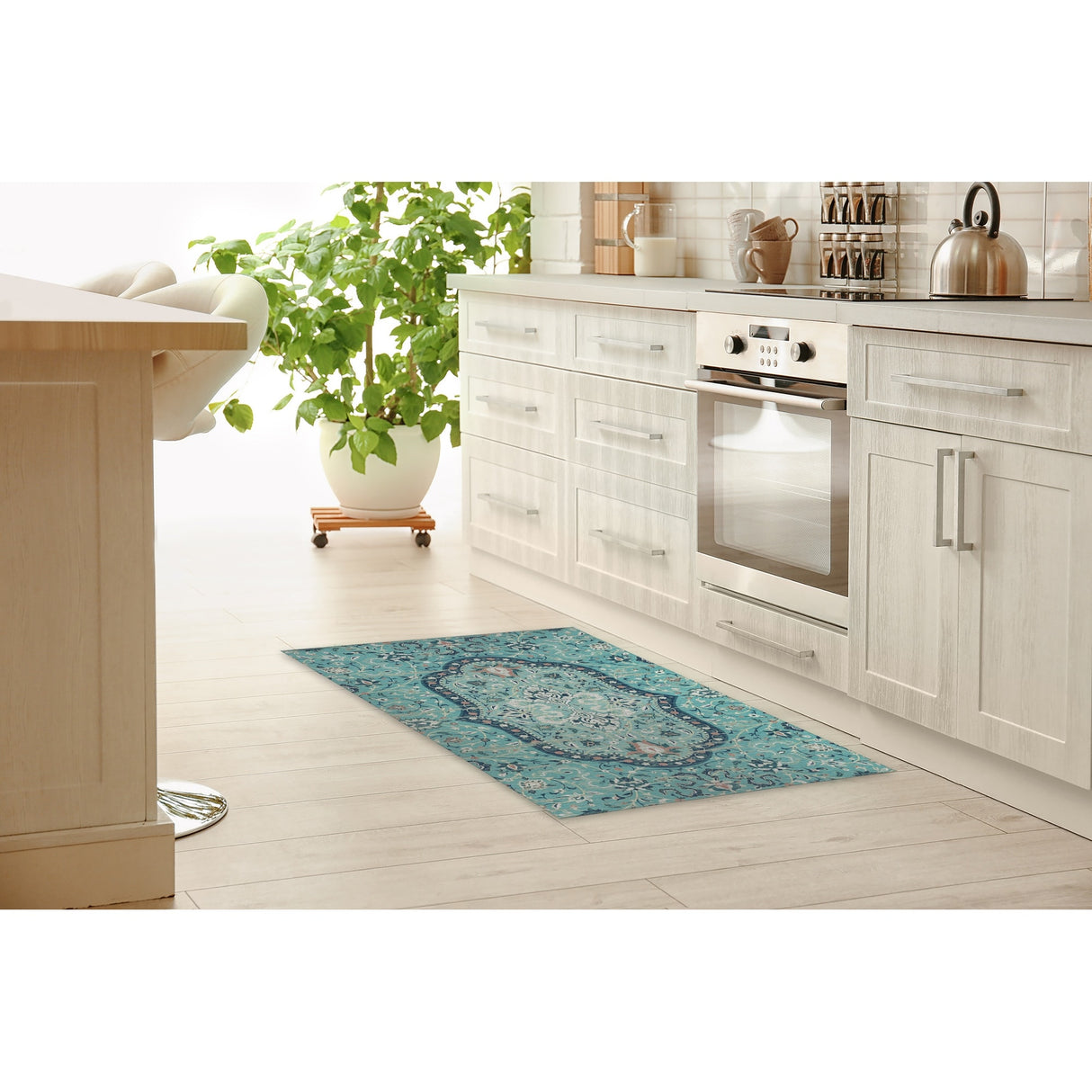 EMPIRE TEAL TEXTURE Kitchen Mat By Marina Gutierrez