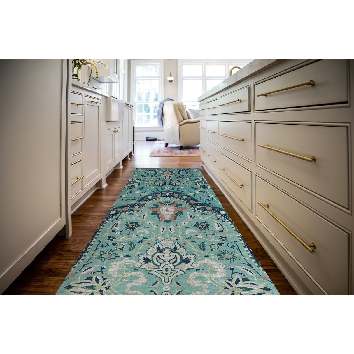 EMPIRE TEAL TEXTURE Kitchen Mat By Marina Gutierrez