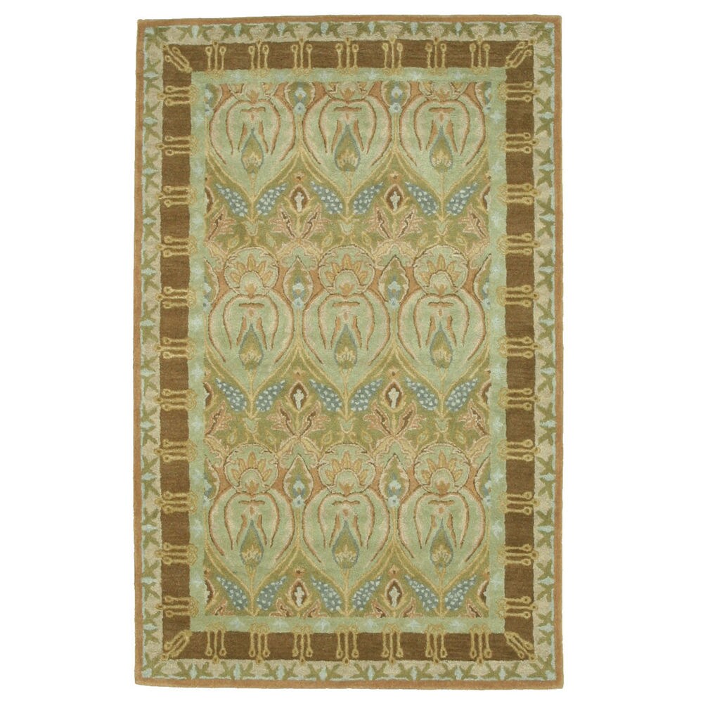 Hand-tufted Wool Green Traditional Floral Morgan Rug - 5' x 8'