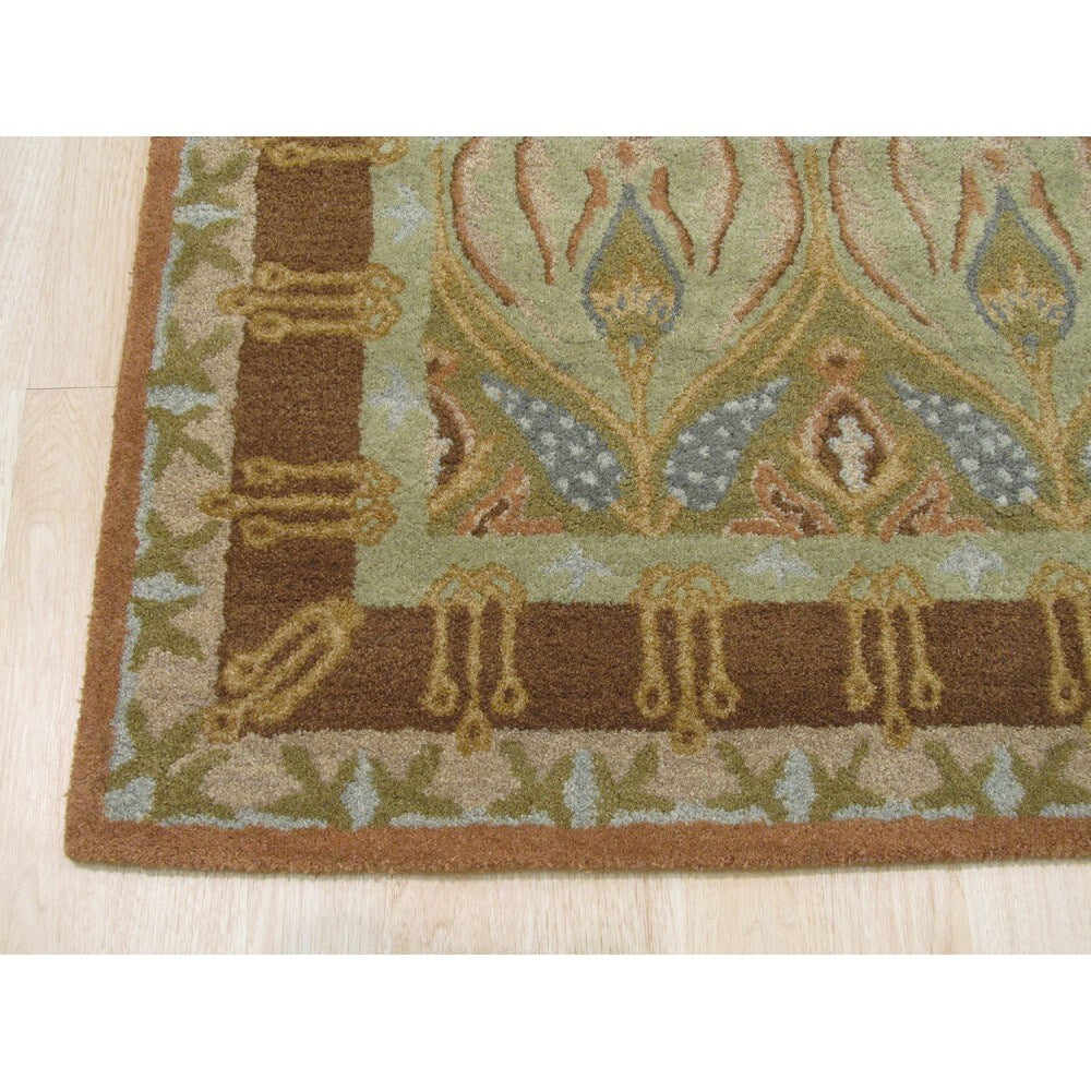 Hand-tufted Wool Green Traditional Floral Morgan Rug - 5' x 8'
