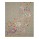 Hand-tufted Wool Gray Transitional Animal Kid's Fish & Turtle Rug - 3' x 5'