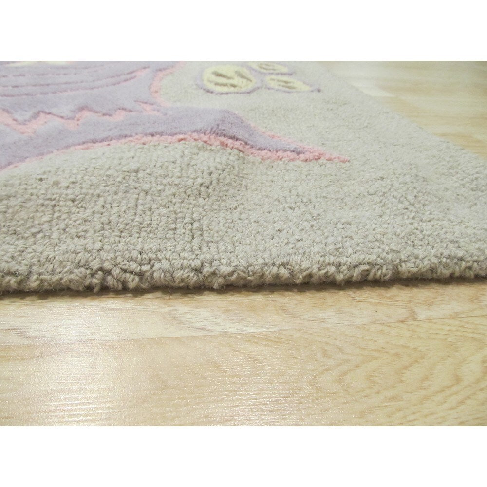 Hand-tufted Wool Gray Transitional Animal Kid's Fish & Turtle Rug - 3' x 5'
