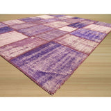 Hand-knotted Wool Lavender Transitional Oriental Turkish Patch Rug (6'7 x 8'7) - 7' x 9'