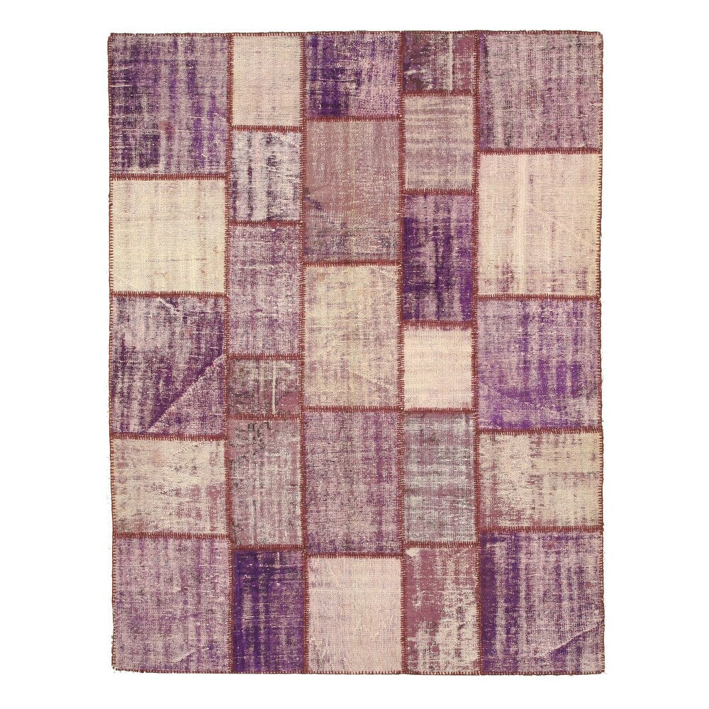 Hand-knotted Wool Lavender Transitional Oriental Turkish Patch Rug (6'7 x 8'7) - 7' x 9'