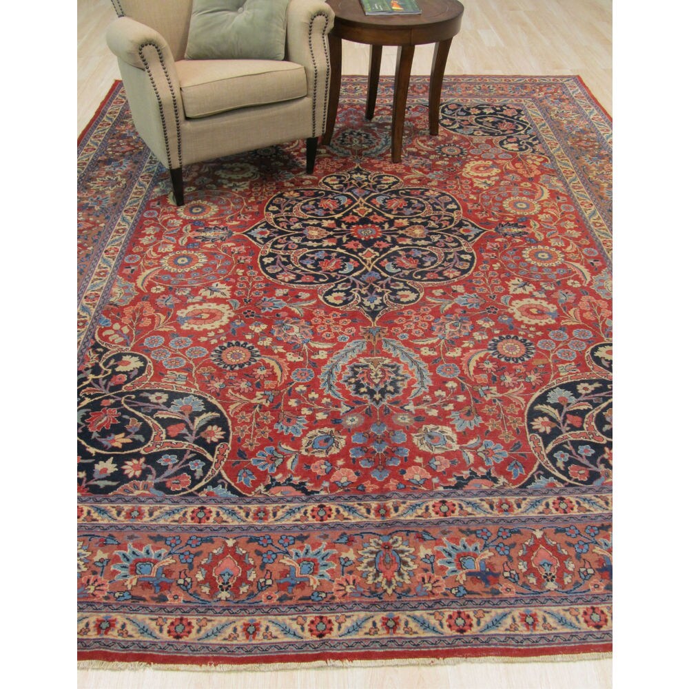 Hand-knotted Wool Rust Traditional Oriental Tabriz Rug (8'8 x 11'3) - 9' x 11'