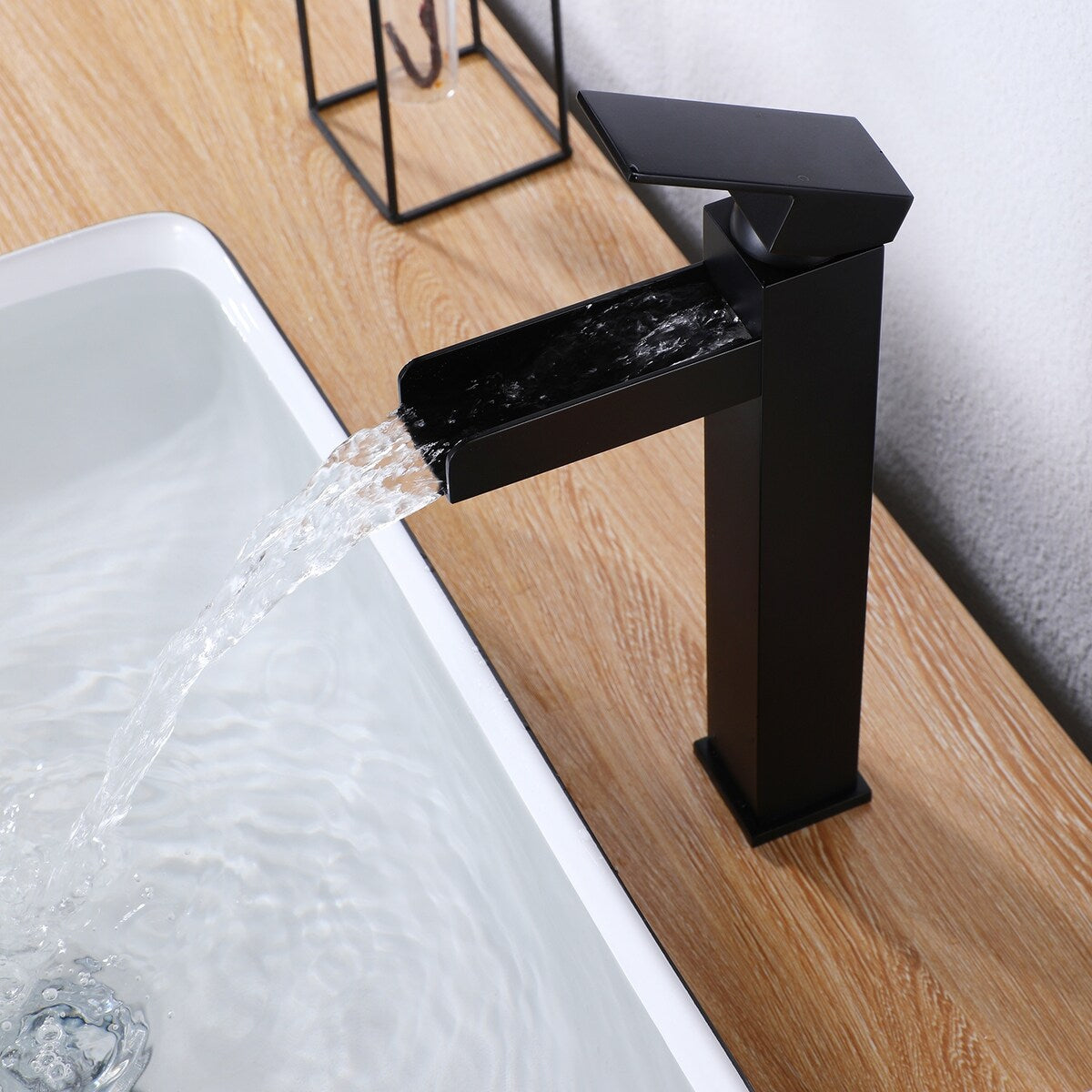 EPOWP Waterfall Vessel Sink Bathroom Faucet with Cover Plate 6 inch