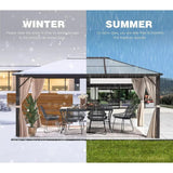 EROMMY 10x12 Outdoor Permanent Hardtop Pergola Gazebo, Featuring Premium Netting and Curtains