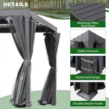 EROMMY 12x20 Adjustable Metal Roof Gazebo, Louvered Pergola for Outdoor Use, Includes Curtains and Netting for Patio