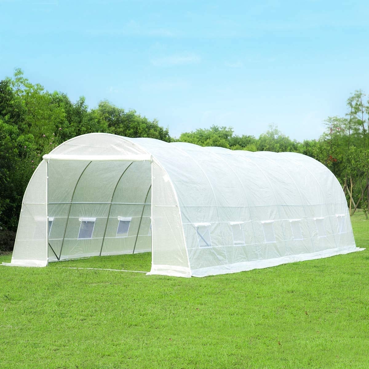 EROMMY 26' x 10' x 7' Greenhouse Large Gardening Plant Hot House Portable Walking in Tunnel Tent, White - 10' x 26'