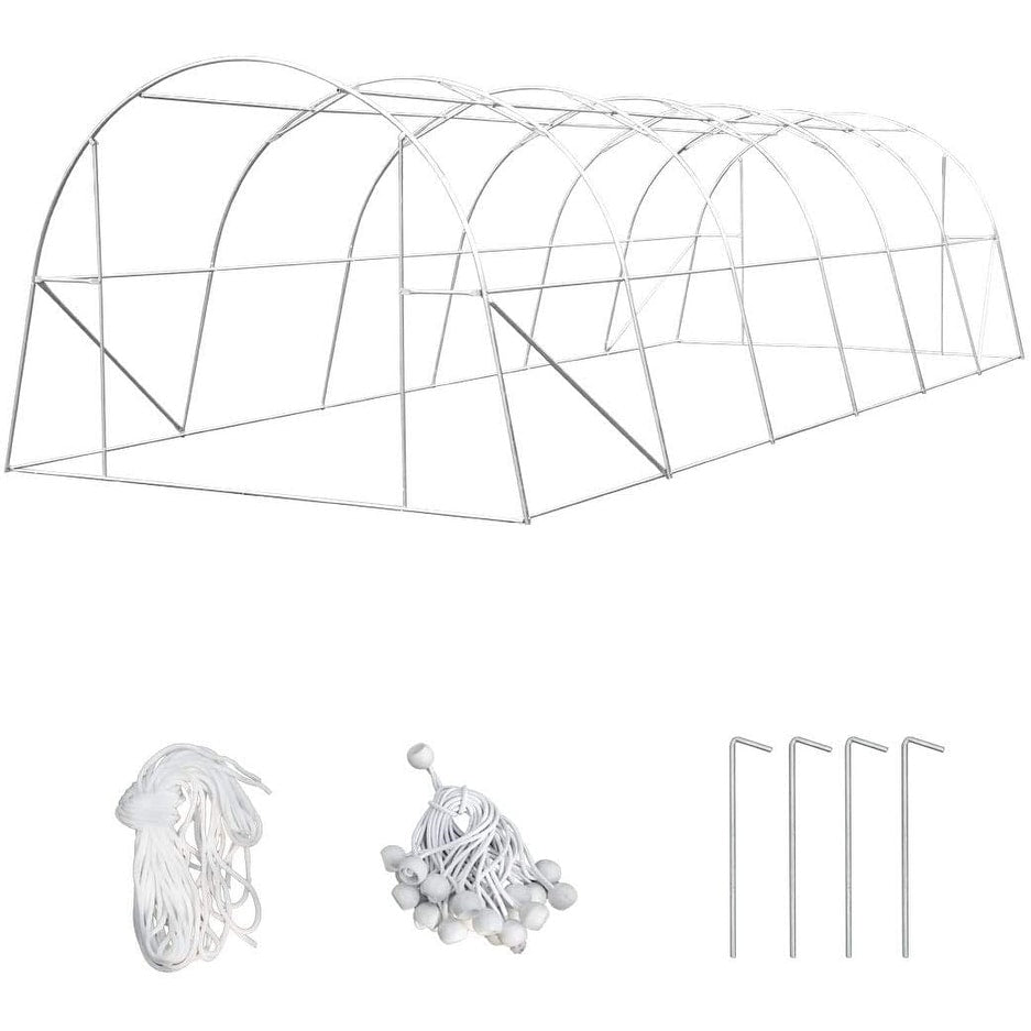 EROMMY 26' x 10' x 7' Greenhouse Large Gardening Plant Hot House Portable Walking in Tunnel Tent, White - 10' x 26'
