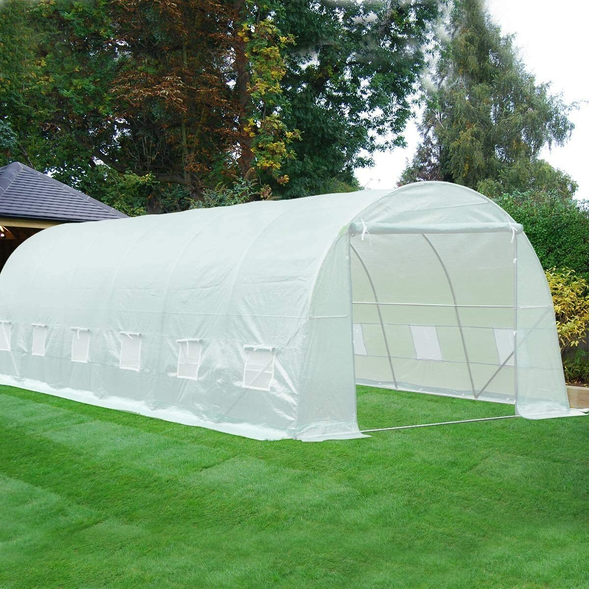 EROMMY 26' x 10' x 7' Greenhouse Large Gardening Plant Hot House Portable Walking in Tunnel Tent, White - 10' x 26'