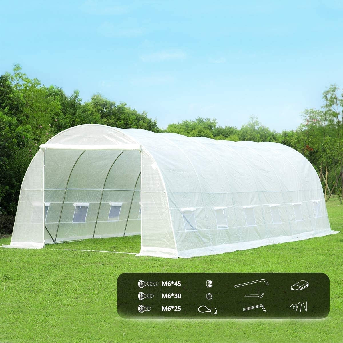 EROMMY 26' x 10' x 7' Greenhouse Large Gardening Plant Hot House Portable Walking in Tunnel Tent, White - 10' x 26'