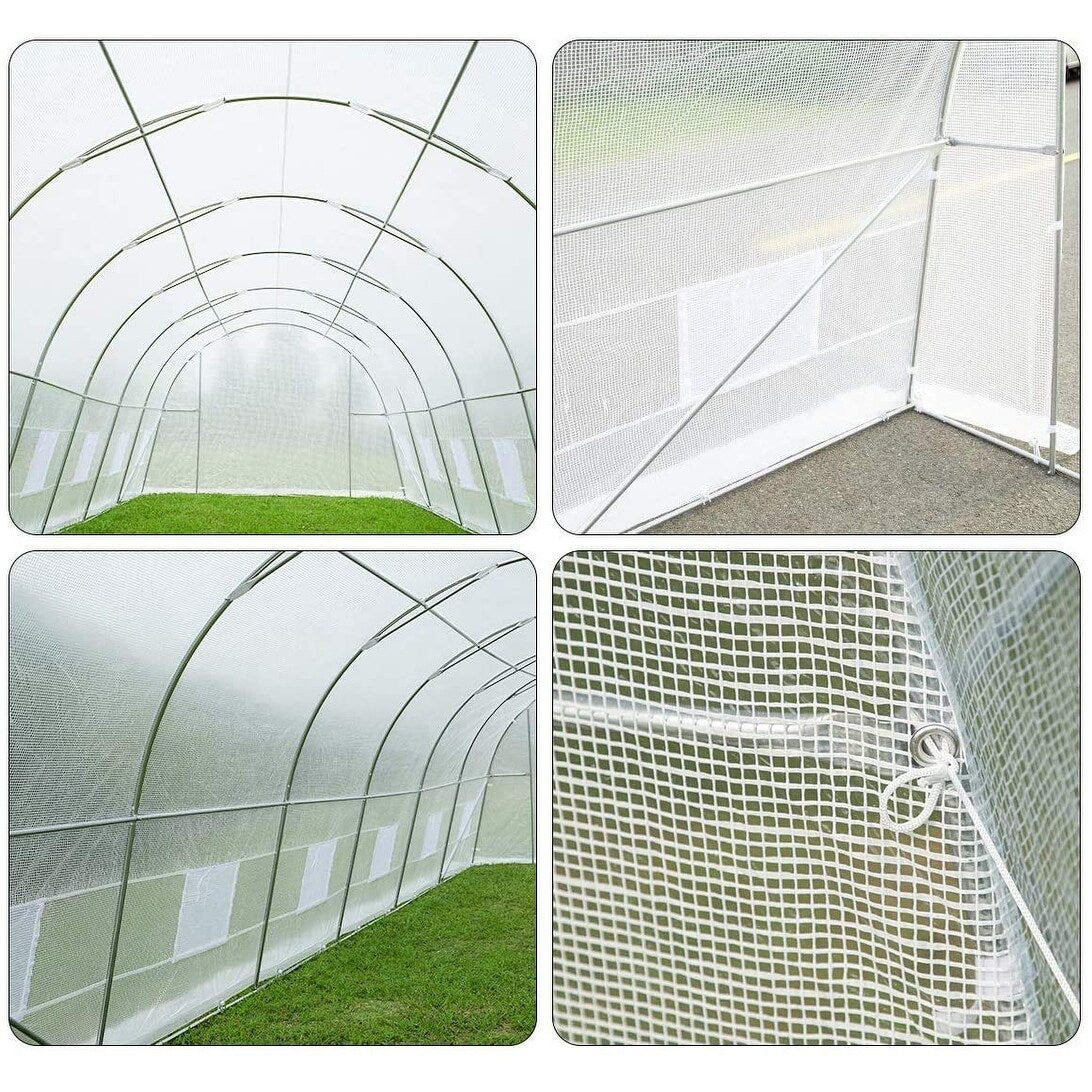 EROMMY 26' x 10' x 7' Greenhouse Large Gardening Plant Hot House Portable Walking in Tunnel Tent, White - 10' x 26'