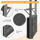 EROMMY 8x6 Aluminum Patio Gazebo BBQ Pavilion - Permanent Grill Shelter with Ceiling Hooks and Shelves