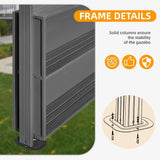 EROMMY 8x6 Aluminum Patio Gazebo BBQ Pavilion - Permanent Grill Shelter with Ceiling Hooks and Shelves