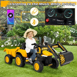 EROMMY Remote-Controlled Ride-On Car with Digger, Horn, Lights, Music Player, and Safety Belt - N/A