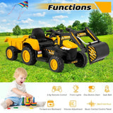 EROMMY Remote-Controlled Ride-On Car with Digger, Horn, Lights, Music Player, and Safety Belt - N/A