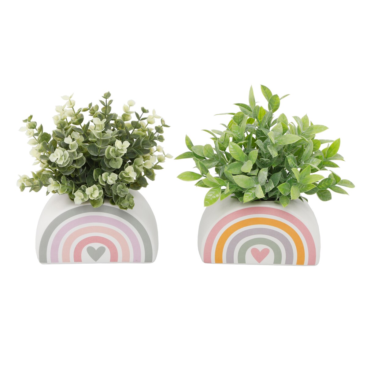 EUC AND TEA LEAF in 5.75" YL Rainbow Pot,SET OF 2