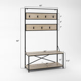 EVE-Modern 68-inch Height Mixed Material Hall Tree With Bench and Storage - 68*40*15 inches