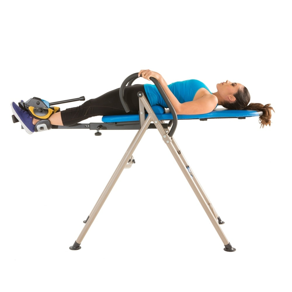 EXERPEUTIC 225SL Inversion Table with AIR SOFT No Pinch Ankle Holders - Blue