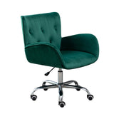 Button Velvet Office Chair, Modern Velvet Tufted Home Office Chair with Wheels, Adjustable Height Swive for Study