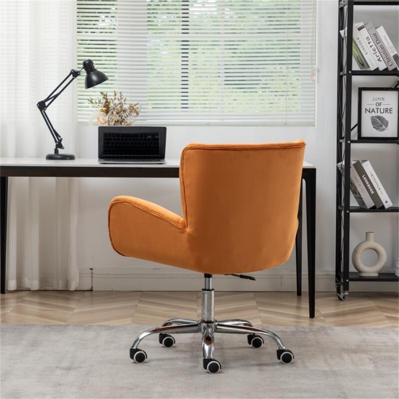 Button Velvet Office Chair, Modern Velvet Tufted Home Office Chair with Wheels, Adjustable Height Swive for Study