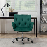 Button Velvet Office Chair, Modern Velvet Tufted Home Office Chair with Wheels, Adjustable Height Swive for Study
