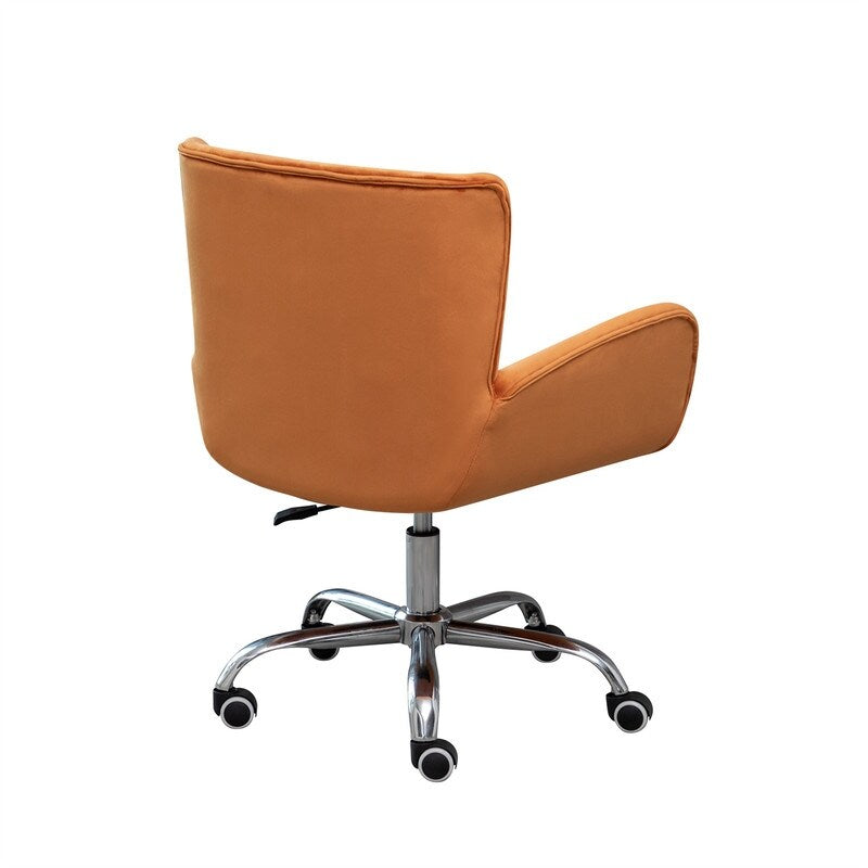 Button Velvet Office Chair, Modern Velvet Tufted Home Office Chair with Wheels, Adjustable Height Swive for Study