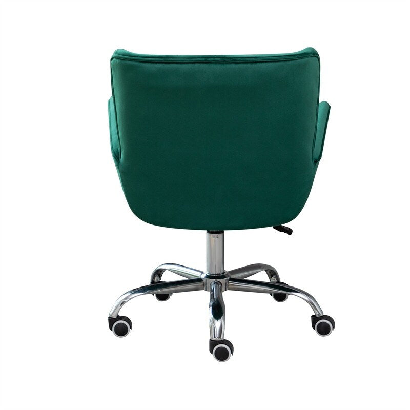 Button Velvet Office Chair, Modern Velvet Tufted Home Office Chair with Wheels, Adjustable Height Swive for Study