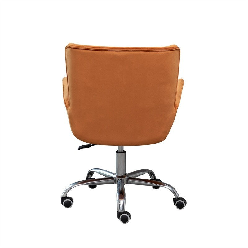 Button Velvet Office Chair, Modern Velvet Tufted Home Office Chair with Wheels, Adjustable Height Swive for Study