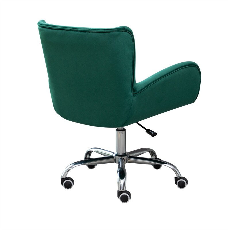 Button Velvet Office Chair, Modern Velvet Tufted Home Office Chair with Wheels, Adjustable Height Swive for Study